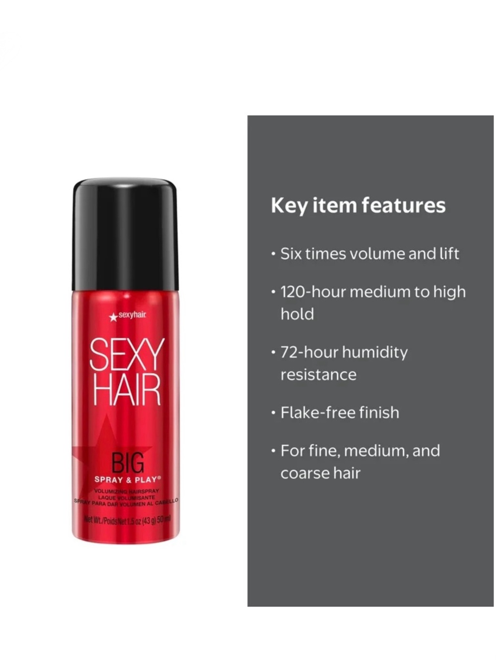 SexyHair Big Spray & Play Volumizing Hairspray — Pink 1.5 oz